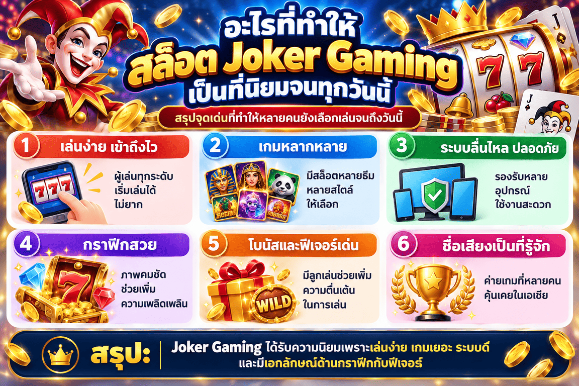 อะไรที่ทำให้ สล็อต Joker Gaming เป็นที่นิยมจนทุกวันนี้